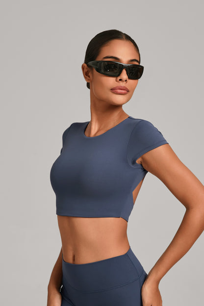 Flow Open-Back Crop Top - Azul