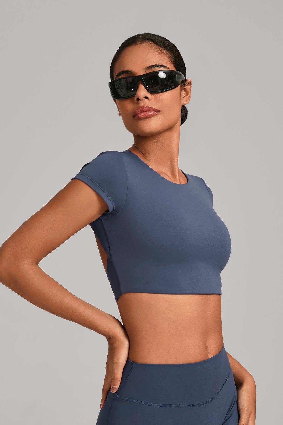 Flow Open-Back Crop Top - Azul