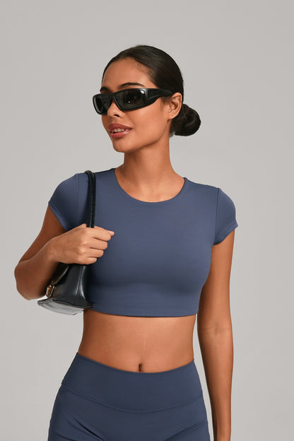 Flow Open-Back Crop Top - Azul