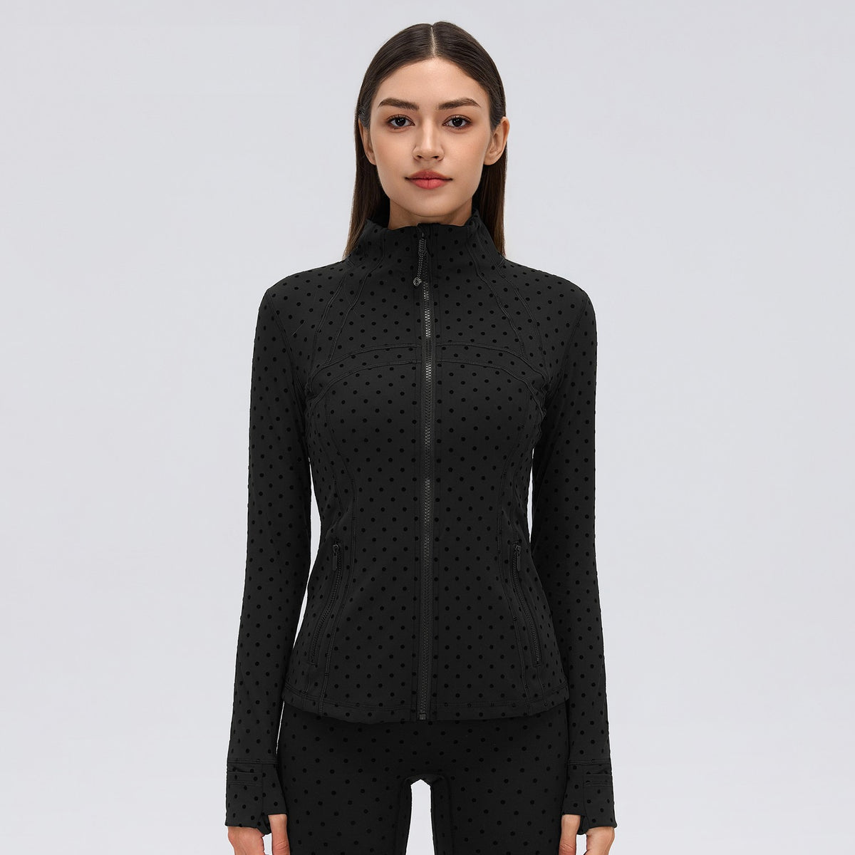 Flocked Dot Jacket Black