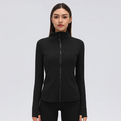 Flocked Dot Jacket Black