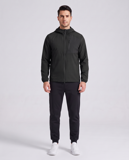 Grid Hooded Jacket Black