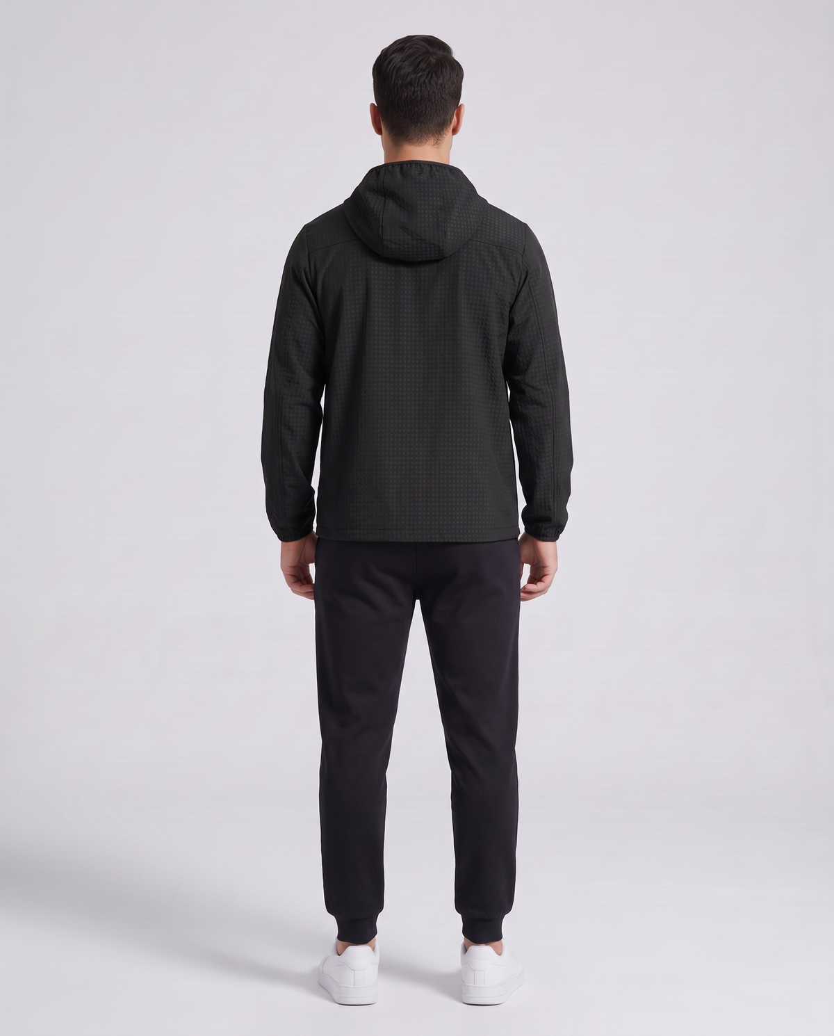 Grid Hooded Jacket Black - espalda
