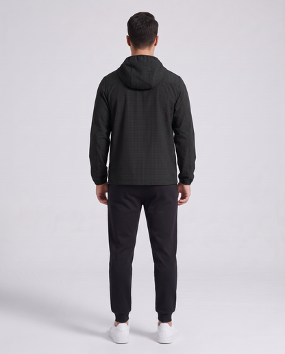 Grid Hooded Jacket Black - espalda