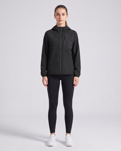 Grid Hooded Jacket Black - mujer