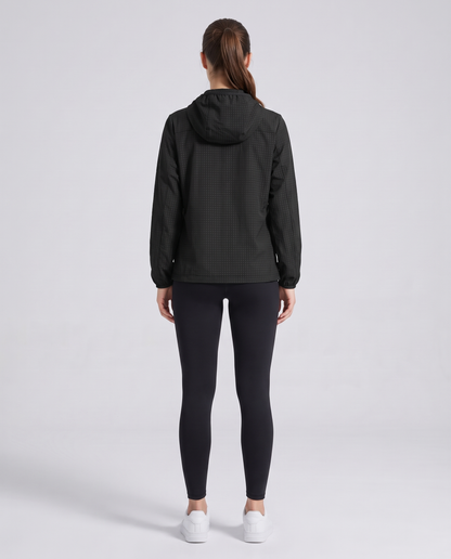 Grid Hooded Jacket Black - mujer, espalda