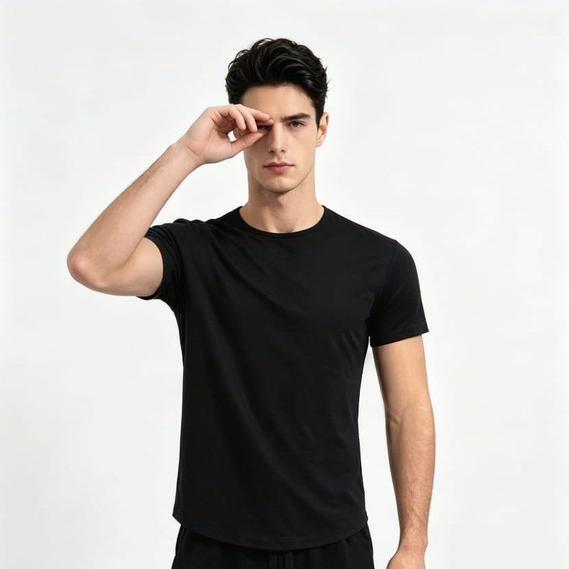 Lyocell Curved Hem Tee Black