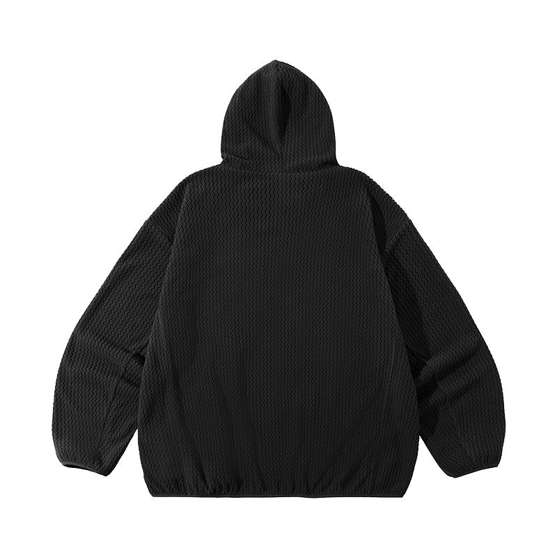 Wave Fleece Hooded Jacket color Black, vista trasera