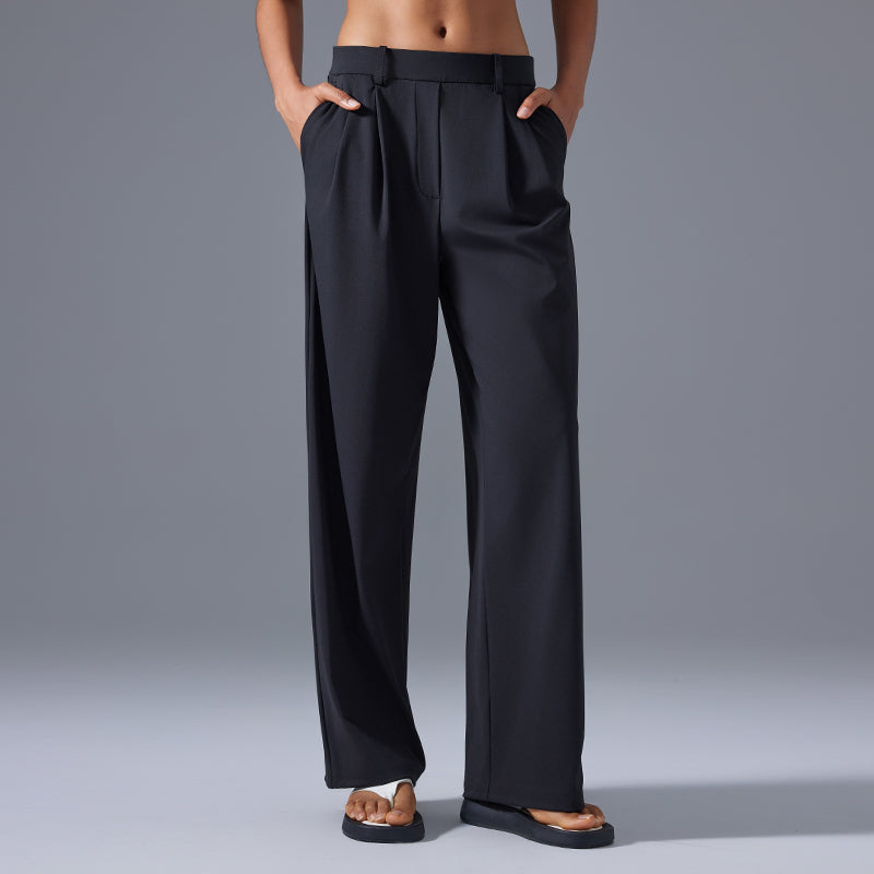 Wide Leg Pleated Pant Black