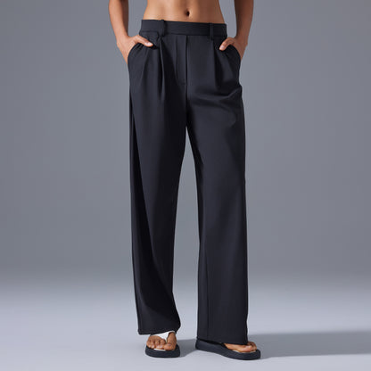 Wide Leg Pleated Pant Black