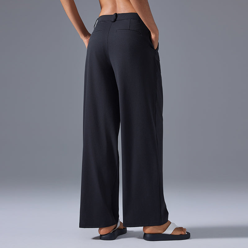 Wide Leg Pleated Pant Black