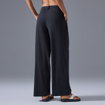 Wide Leg Pleated Pant Black