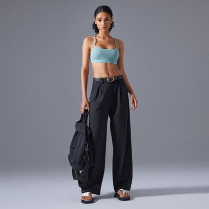 Wide Leg Pleated Pant Black