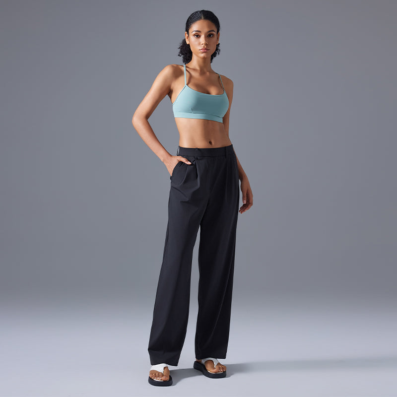 Wide Leg Pleated Pant Black