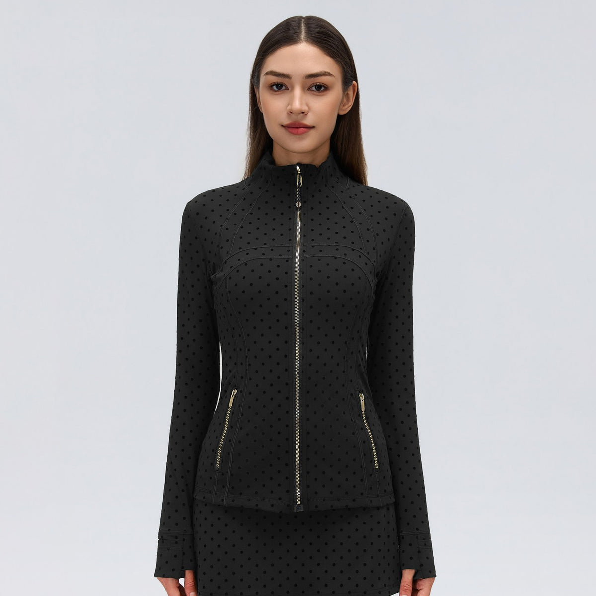Flocked Dot Jacket Black Gold
