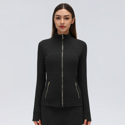 Flocked Dot Jacket Black Gold