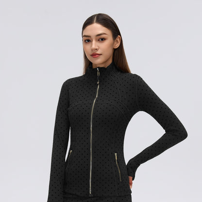 Flocked Dot Jacket Black Gold - modelo