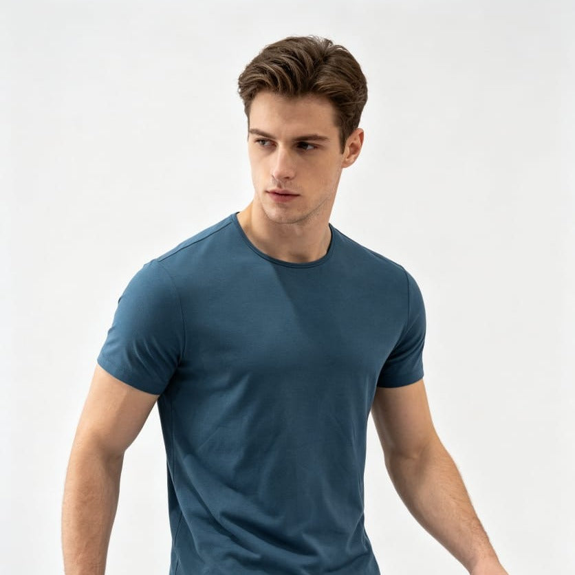Lyocell Curved Hem Tee Blue