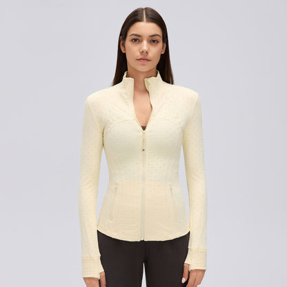 Flocked Dot Jacket Butter Yellow