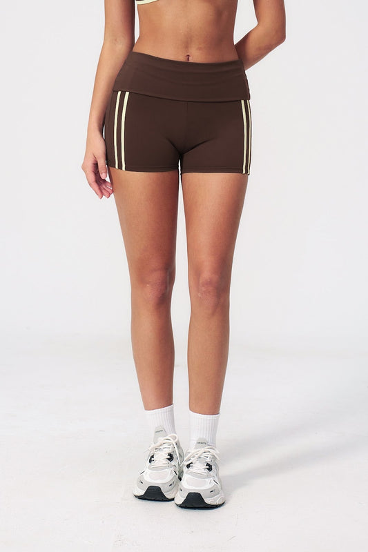 Side Stripe Bike Short - Café