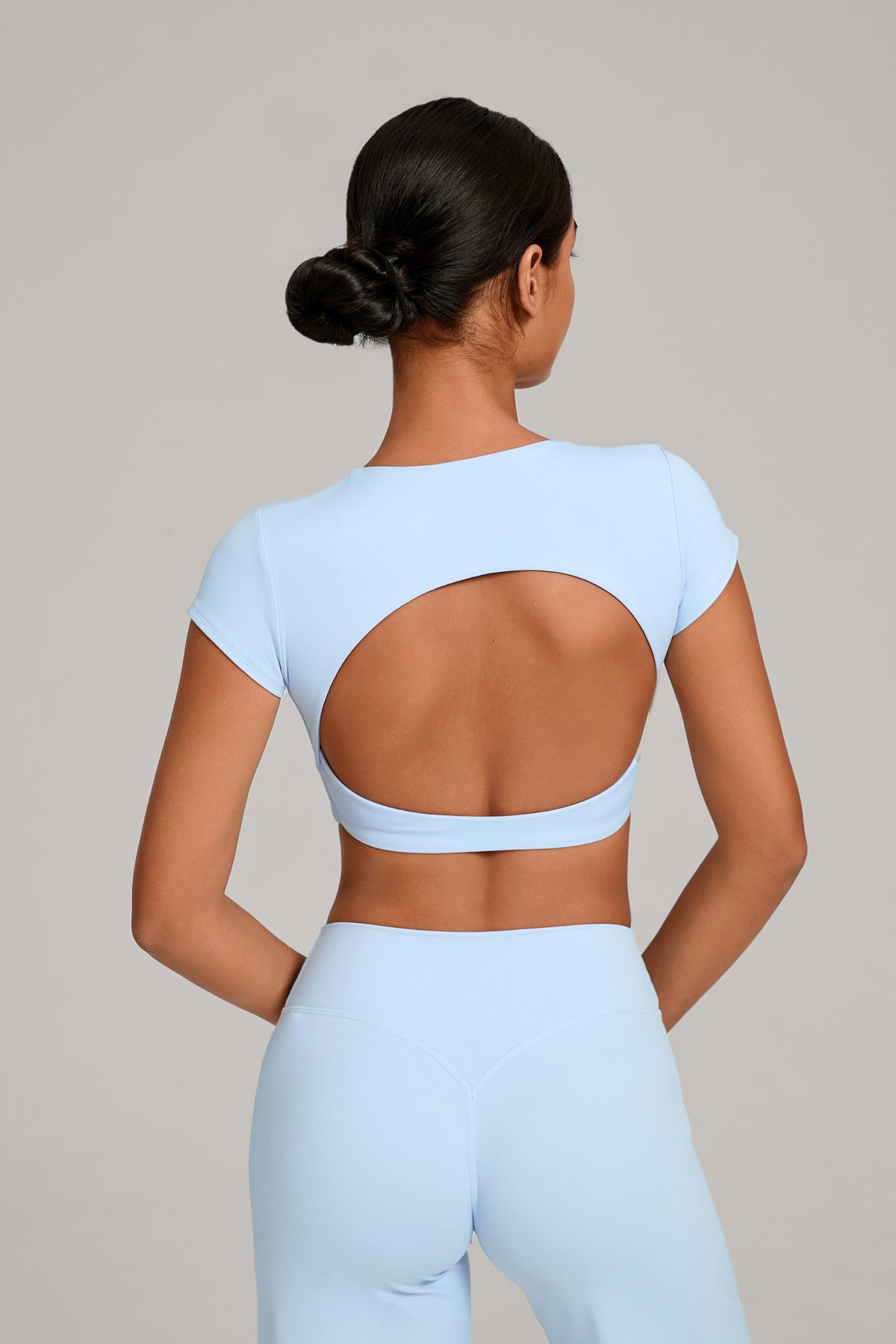 Flow Open-Back Crop Top - Celeste