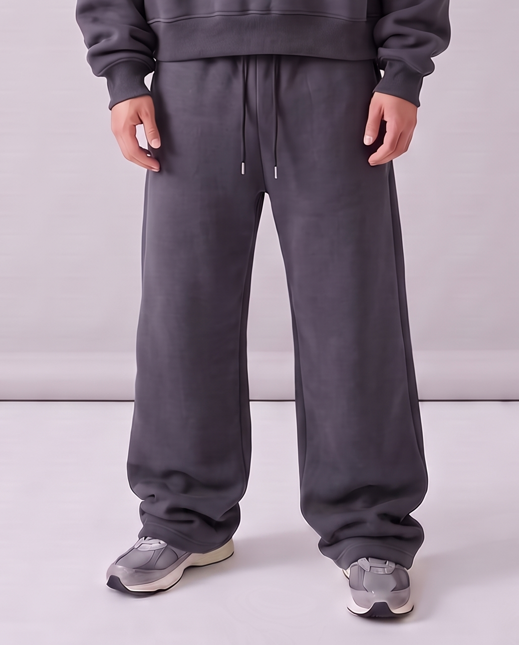 Heavyweight Boxy Fleece Set Charcoal, corte boxy