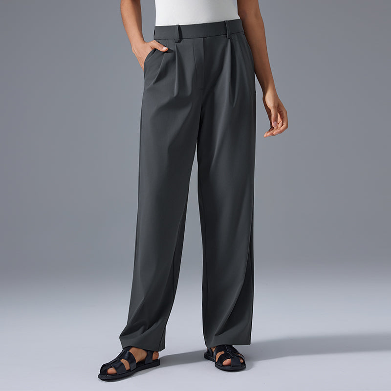 Wide Leg Pleated Pant Charcoal