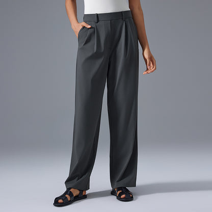 Wide Leg Pleated Pant Charcoal