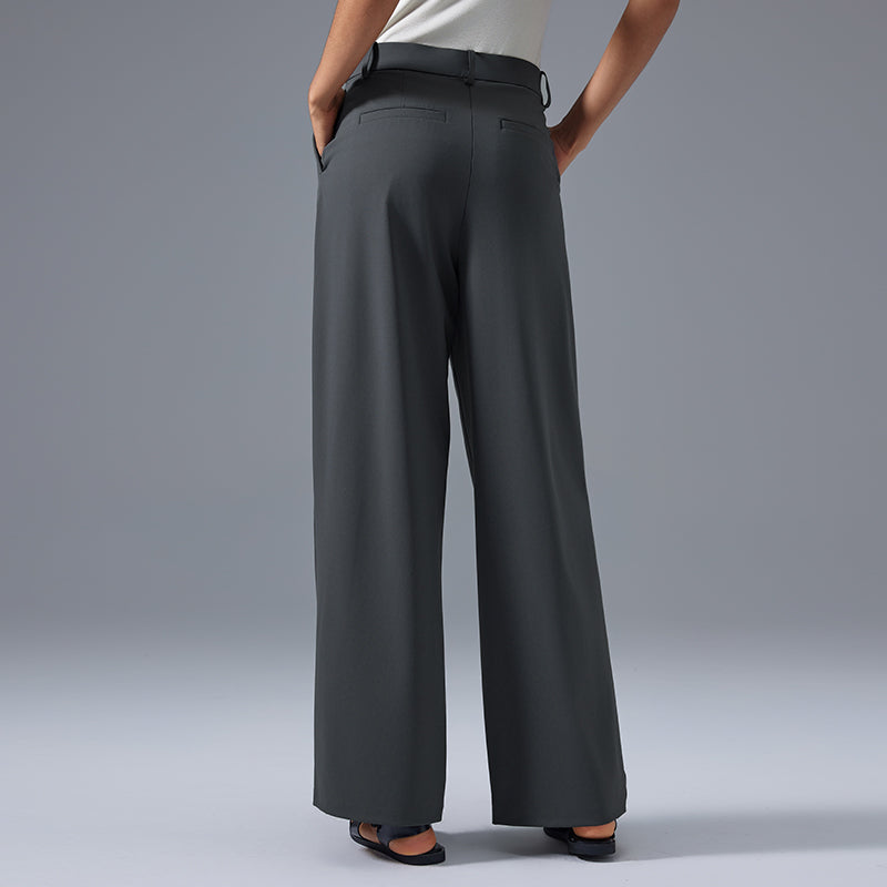 Wide Leg Pleated Pant Charcoal