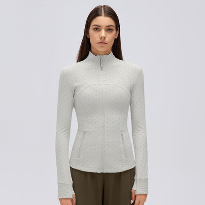 Flocked Dot Jacket Dove Gray