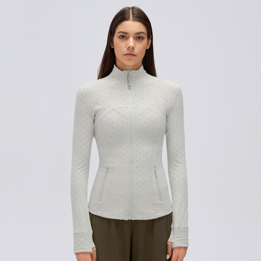 Flocked Dot Jacket Dove Gray