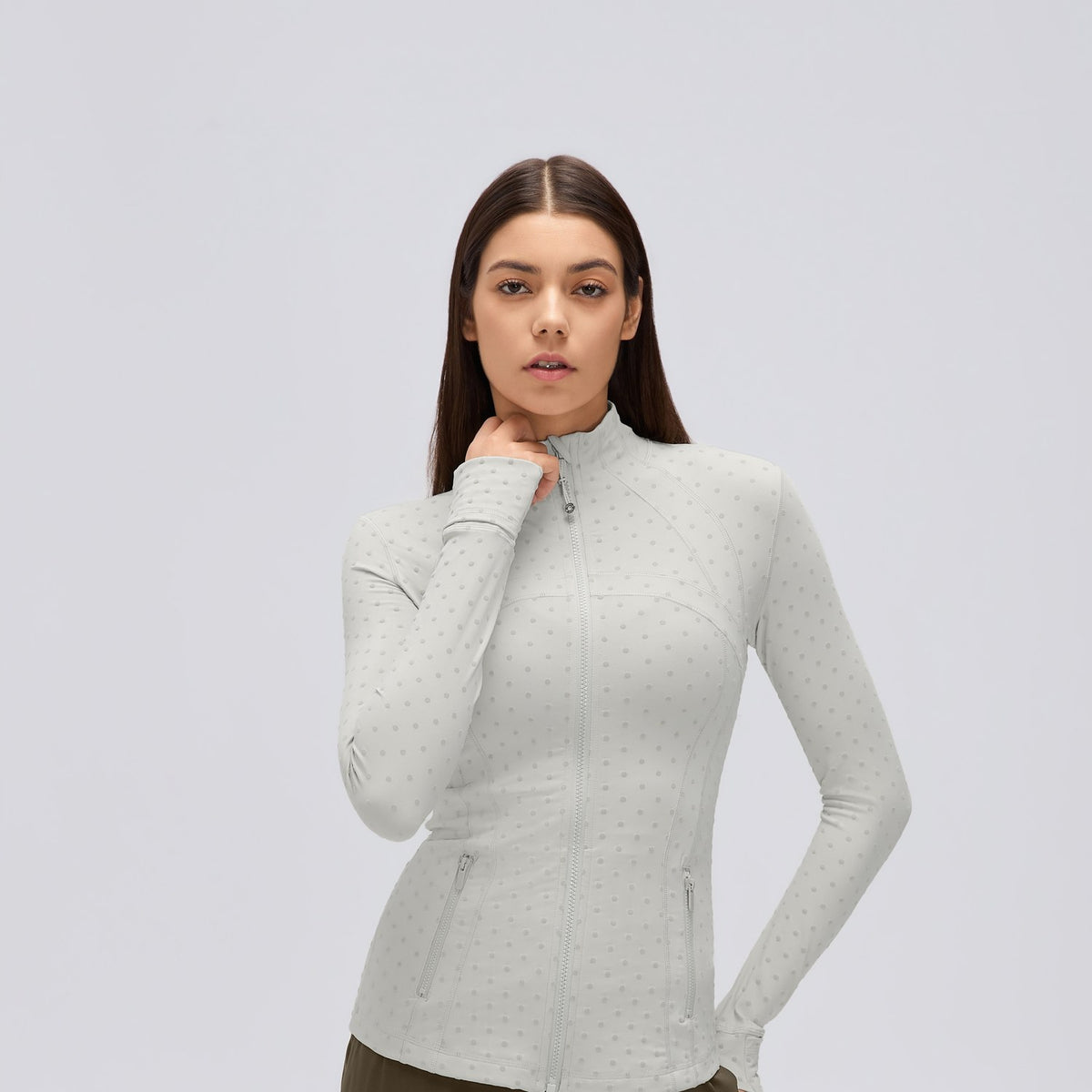 Flocked Dot Jacket Dove Gray - modelo