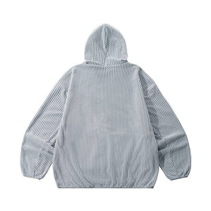 Wave Fleece Hooded Jacket color Dusty Blue, vista trasera