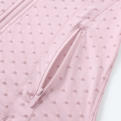 Flocked Dot Jacket - bolsillo con cierre