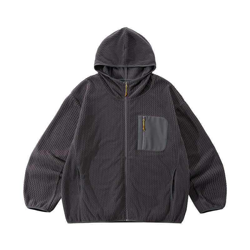 Wave Fleece Hooded Jacket color Graphite, vista frontal