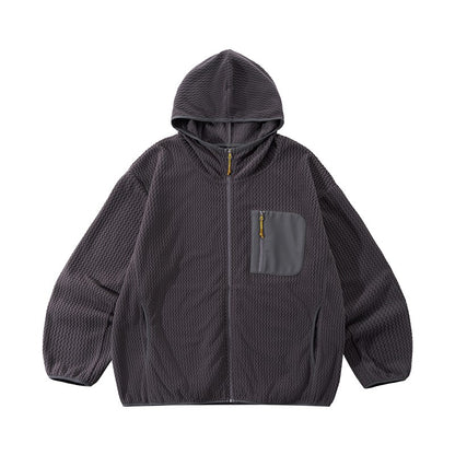 Wave Fleece Hooded Jacket color Graphite, vista frontal