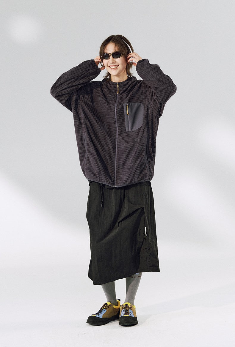 Wave Fleece Hooded Jacket Morado - mujer