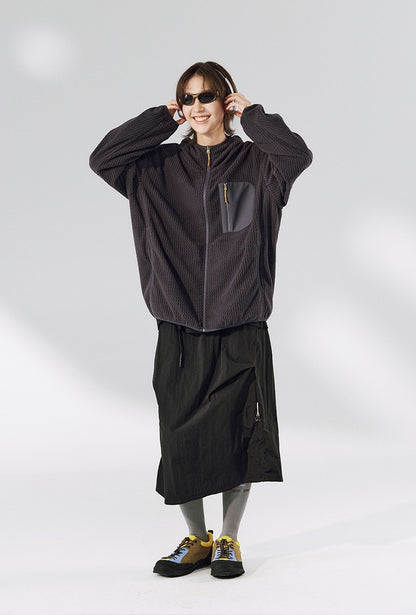 Wave Fleece Hooded Jacket Morado - mujer