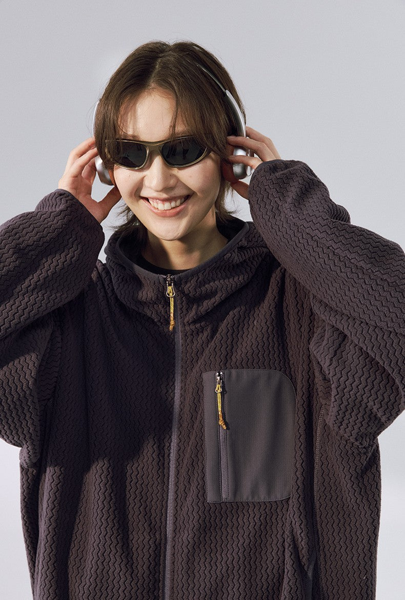 Wave Fleece Hooded Jacket Graphite, acercamiento
