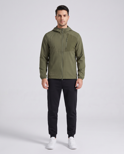 Grid Hooded Jacket Green