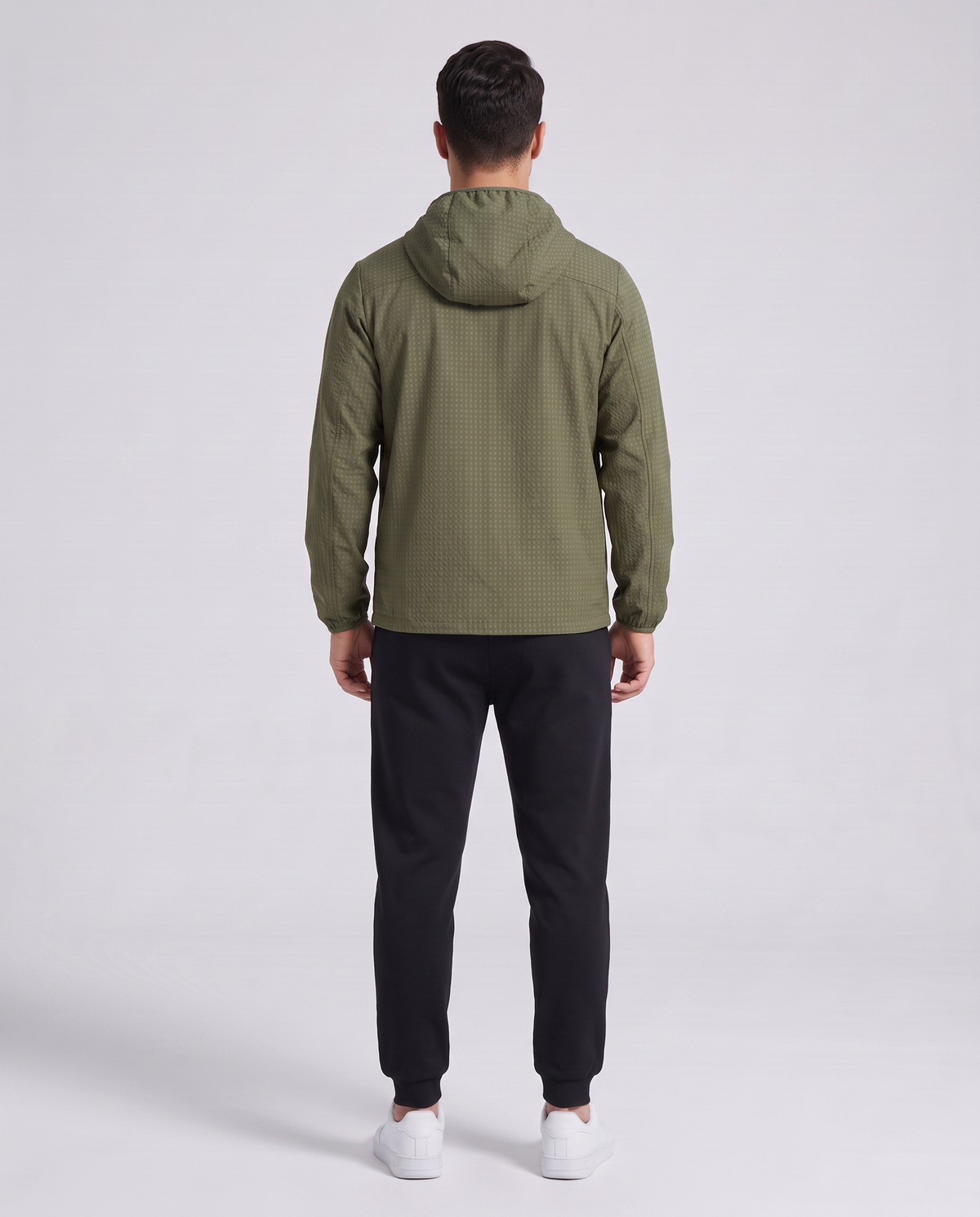 Grid Hooded Jacket Green - espalda