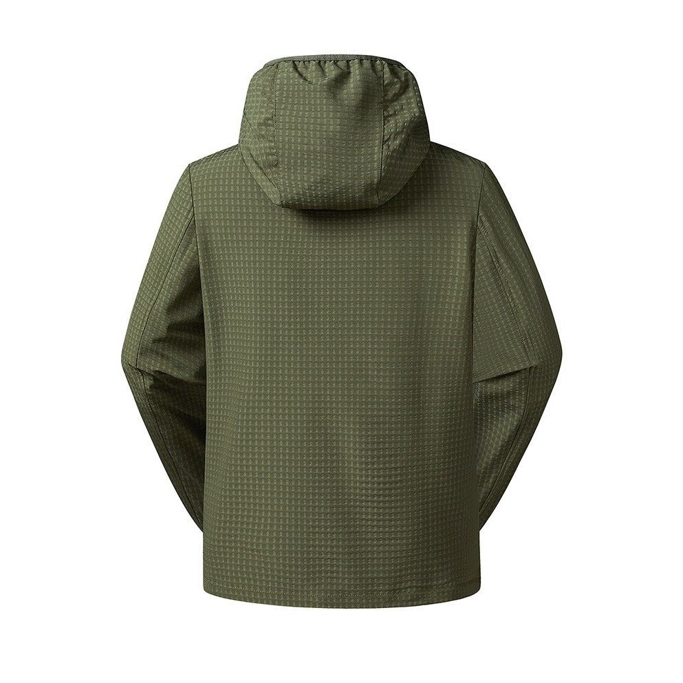 Grid Hooded Jacket Green - producto, espalda