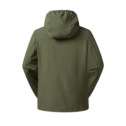 Grid Hooded Jacket Green - producto, espalda