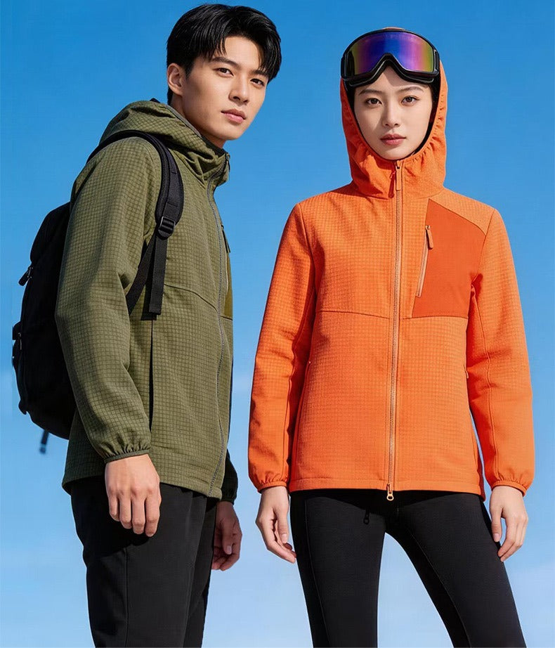 Grid Hooded Jacket Green - unisex