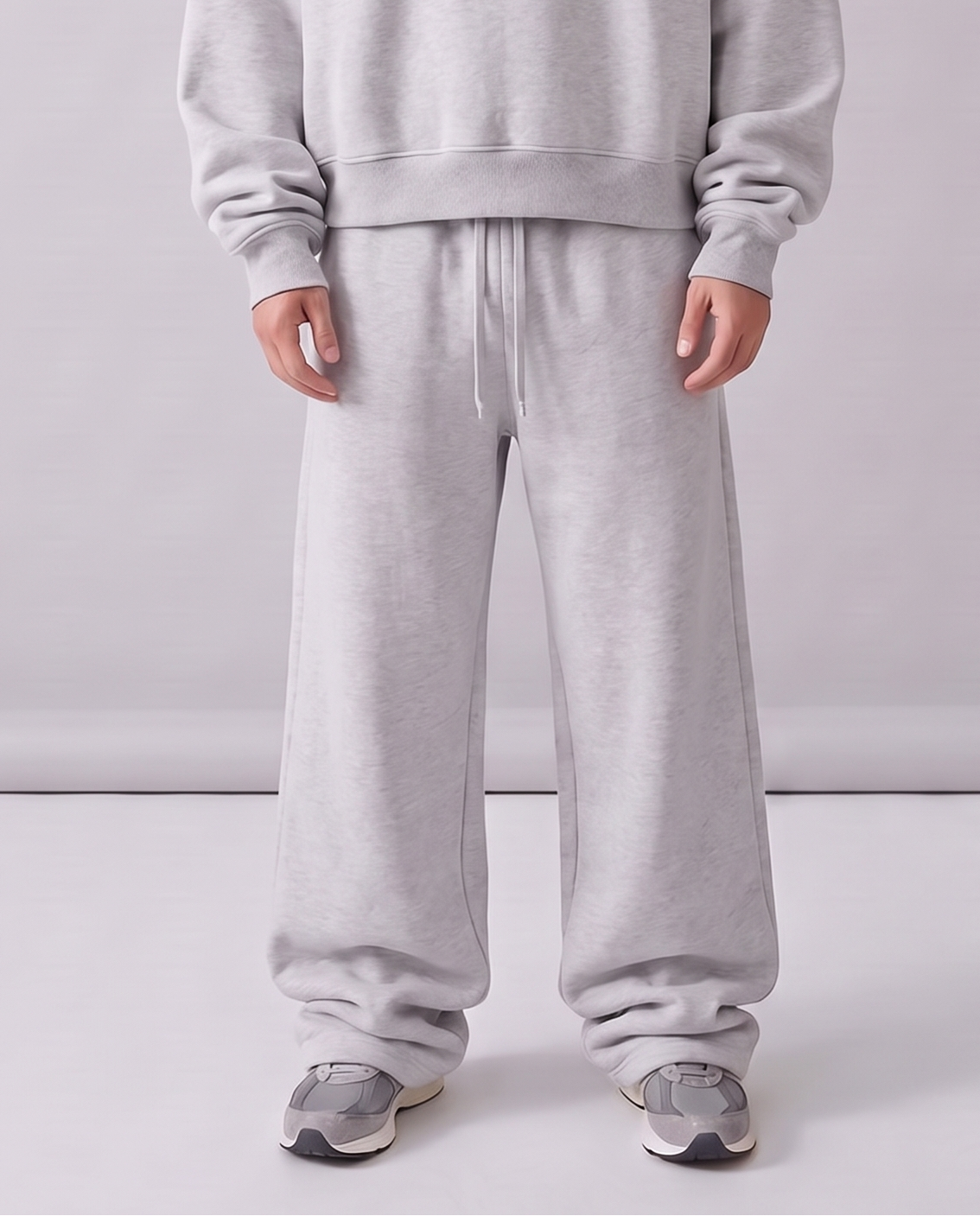 Heavyweight Boxy Fleece Set Grey, sudadera boxy y pants de pierna amplia