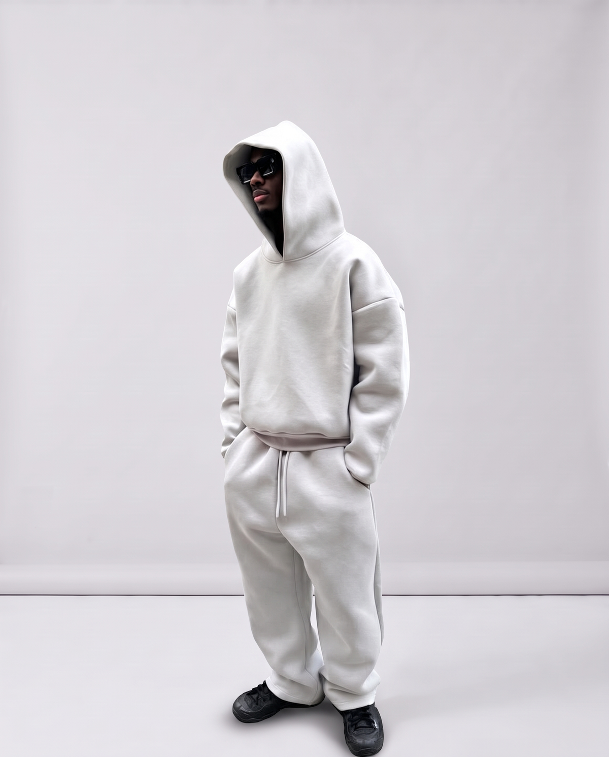 Heavyweight Boxy Fleece Set Grey, vista lateral