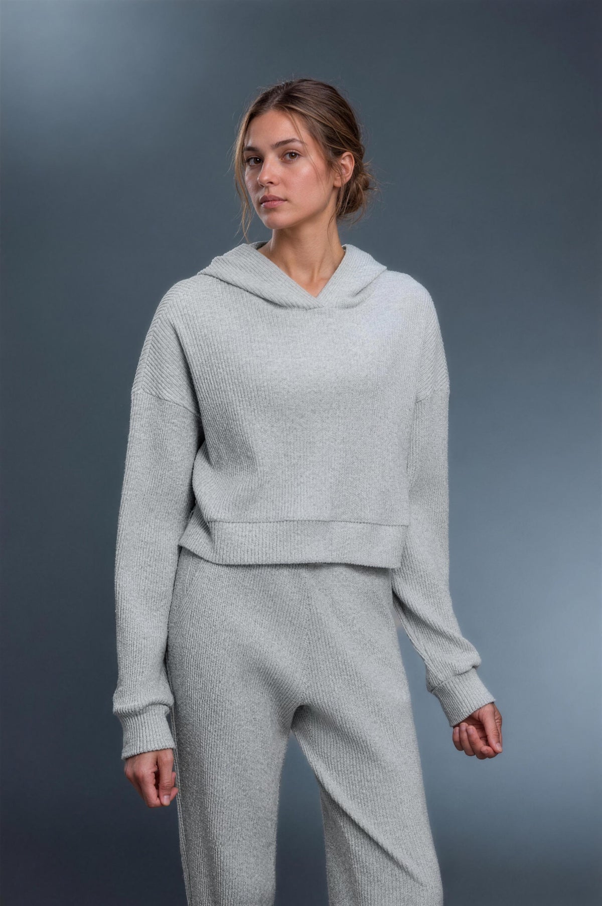 Sunday Rib Hoodie Set - Gris glaciar