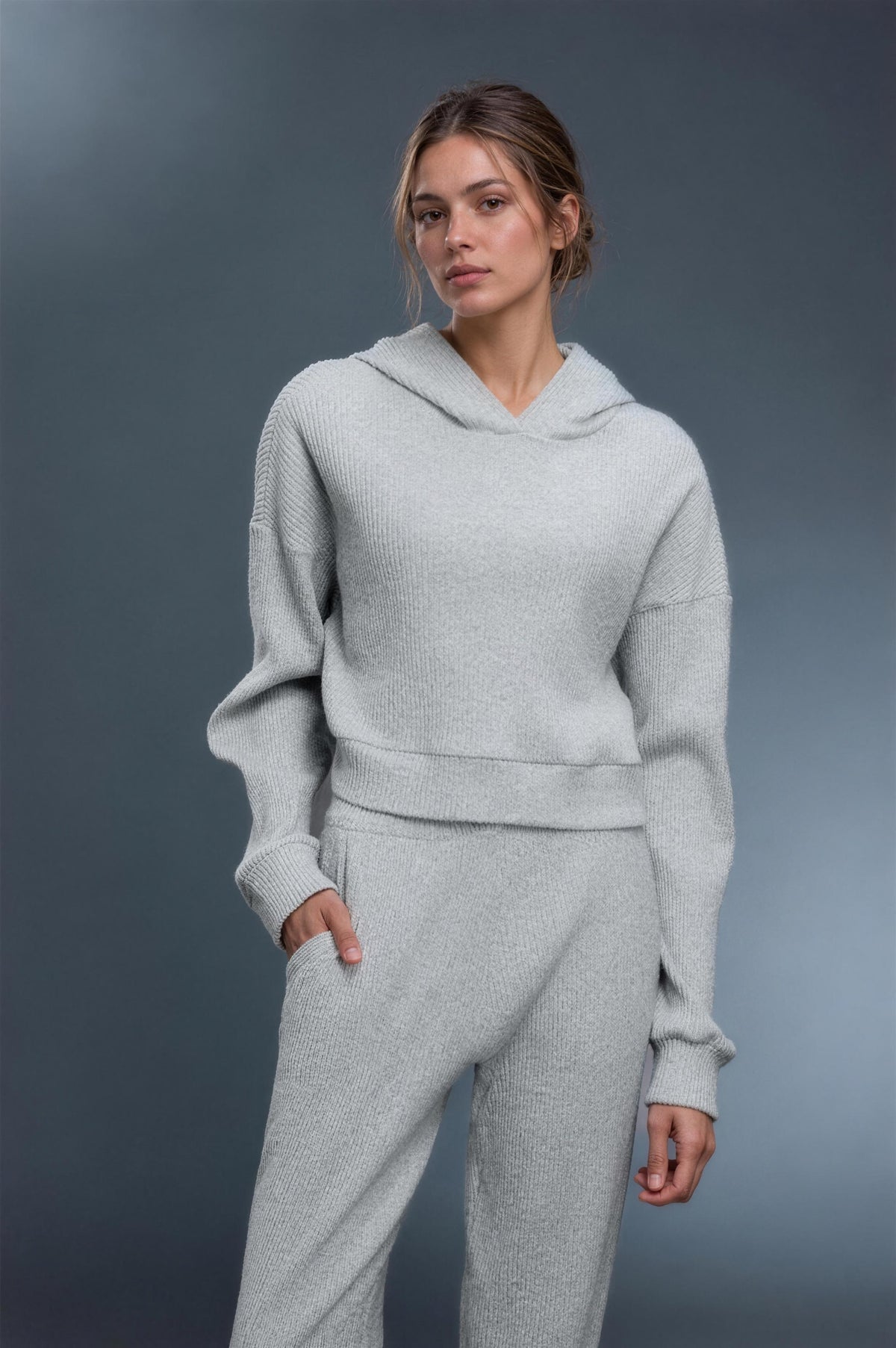 Sunday Rib Hoodie Set - Gris glaciar