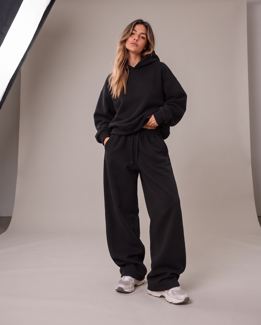 Heavyweight Boxy Hoodie Negro - mujer