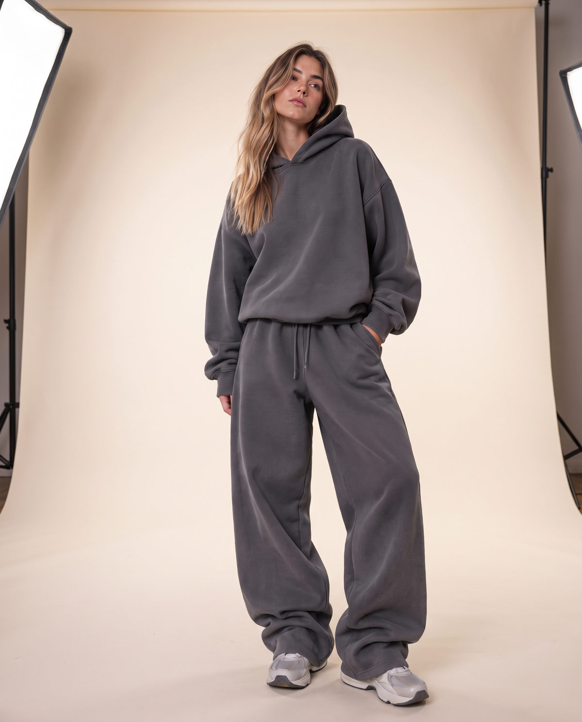Heavyweight Boxy Hoodie Gris - mujer